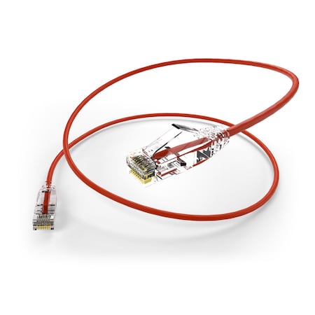 Unc Group Clearfit Slim Cat6 28Awg Patch Cable, Snagless, Red, 6 Inch, High CS6-06I-RED